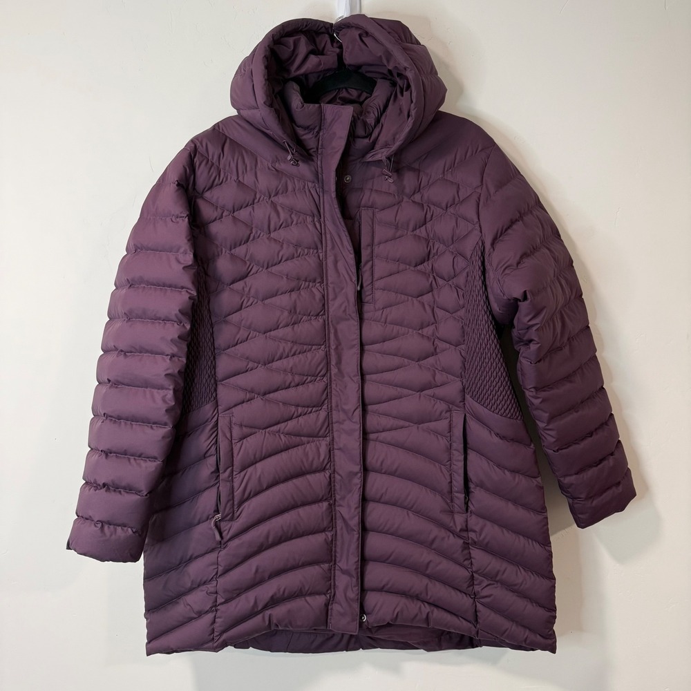 Duluth Women Plus Cold Faithful Down Hooded Parka Coat 1X Purple Quilted 76765